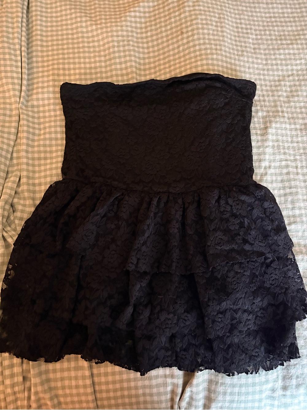 Black Lace Tiered Mini dress